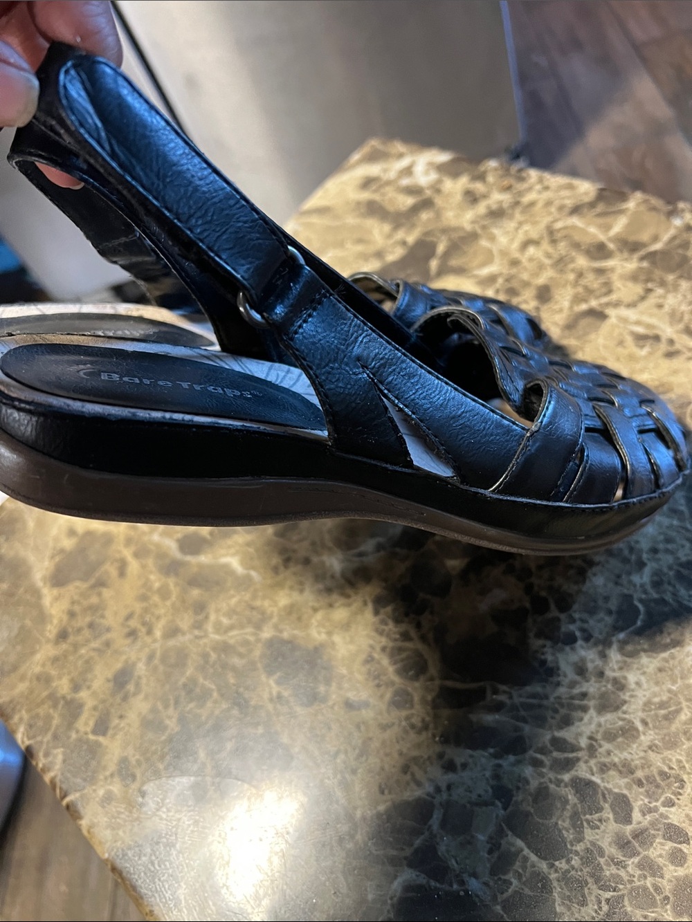 BareTraps Daiytin Black Woven Leather Slingback Sandals - Picture 6 of 8